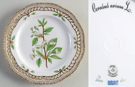 Flora Danica (1790 To 1960) 9" Pierced Luncheon Plate/Fruit St-Cerasus axium L