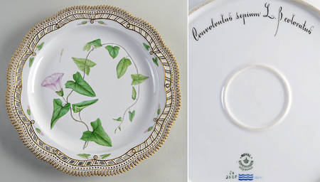 Flora Danica (1790 To 1960) 13" Round Pierced Platter-Convolrulus sepium L.