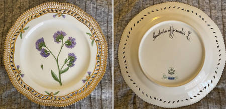 Flora Danica (1790 To 1960) 9" Pierced Luncheon Plate/Fruit Std-Anchusa offici