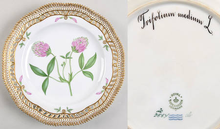 Flora Danica (1790 To 1960) 9" Pierced Luncheon Plate/Fruit Std-Trifolium medi