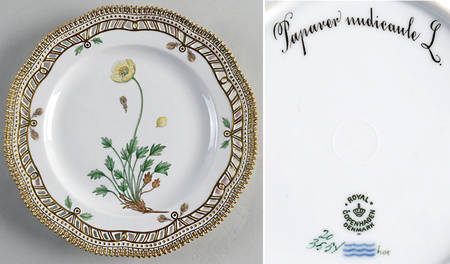 Flora Danica (1790 To 1960) 9" Pierced Luncheon Plate/Fruit Std-Papaver nudica