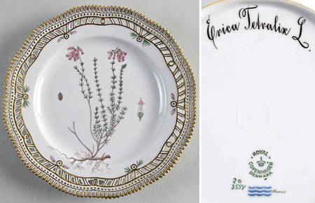 Flora Danica (1790 To 1960) 9" Pierced Luncheon Plate/Fruit Std-Erica Actralix