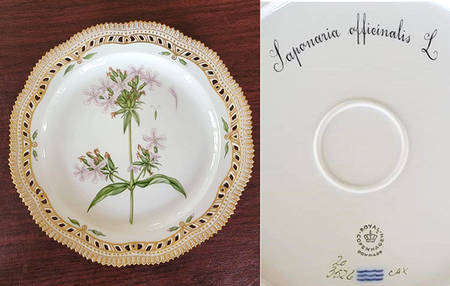 Flora Danica (1790 To 1960) 10" Round Pierced Platter-Saponaria officinalis L.