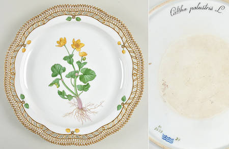 Flora Danica (1790 To 1960) 14" Round Pierced Platter-Catha palustries L.