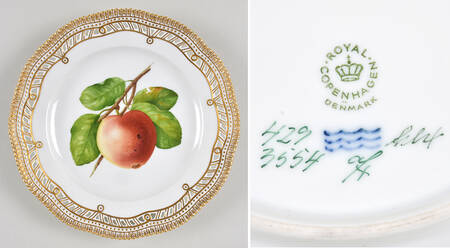 Flora Danica (1790 To 1960) 9" Pierced Luncheon Plate/Fruit Stand-Apple