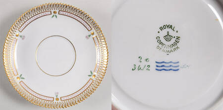Flora Danica (1790 To 1960) Saucer for 3612 Flat Cream Soup Bowl No Decal