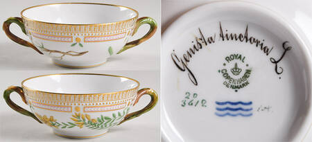 Flora Danica (1790 To 1960) Flat Cream Soup Bowl-Genista tinctoria L