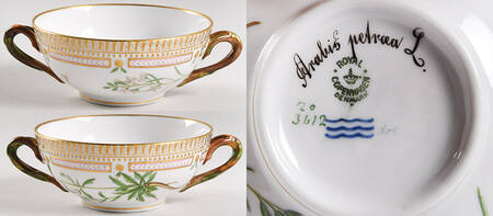 Flora Danica (1790 To 1960) Flat Cream Soup Bowl-Arabis petraea L.