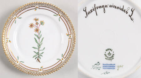 Flora Danica (1790 To 1960) Bread & Butter Plate-Saxifraga aizoides L.