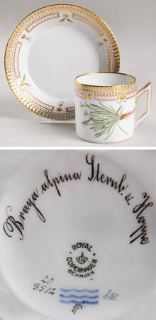Flora Danica (1790 To 1960) Chocolate Cup & Smooth Saucer-Braya alpina Sternb