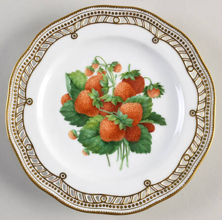 Flora Danica (1790 To 1960) Pierced Luncheon Plate/Fruit Stand-Strawberries