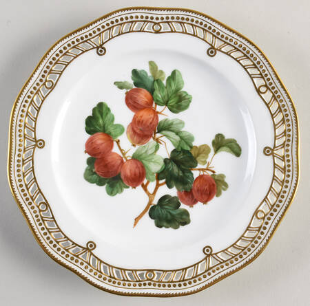 Flora Danica (1790 To 1960) Pierced Luncheon Plate/Fruit Stand-Gooseberry