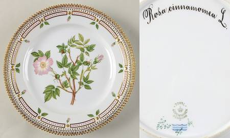 Flora Danica (1790 To 1960) Luncheon Plate-Rosa cinnamomea L.