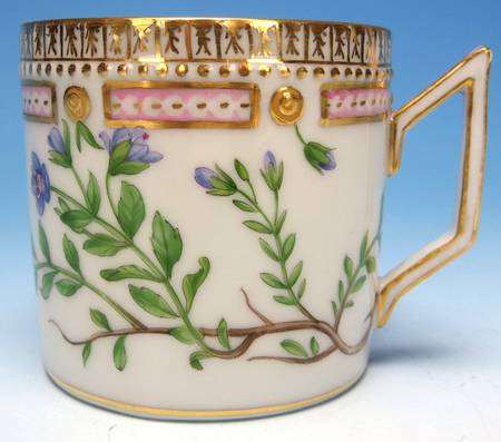 Flora Danica (1790 To 1960) Chocolate Cup & Serrated Saucer-Veronica saxatilis