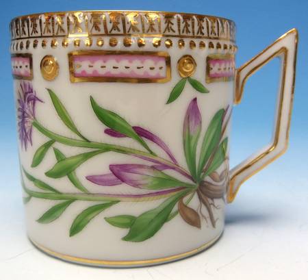 Flora Danica (1790 To 1960) Chocolate Cup & Serrated Saucer-Erigeron eriocepha