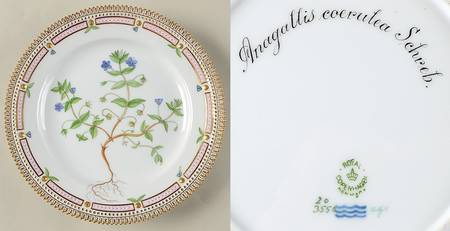 Flora Danica (1790 To 1960) Luncheon Plate-Anagallis coerulea Schreb.