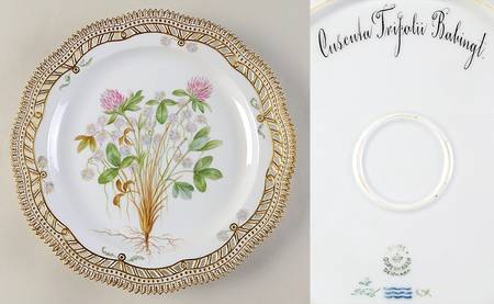 Flora Danica (1790 To 1960) 10" Round Pierced Platter-cusenta trijolii Babingt