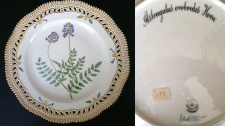 Flora Danica (1790 To 1960) 10" Pierced Dinner Plate/Fruit Std-Astragalus orob