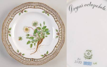 Flora Danica (1790 To 1960) 9" Pierced Luncheon Plate/Fruit Std-Dryas octopeta