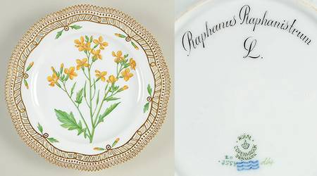 Flora Danica (1790 To 1960) 9" Pierced Luncheon Plate/Fruit Std-Raphanus Rapha