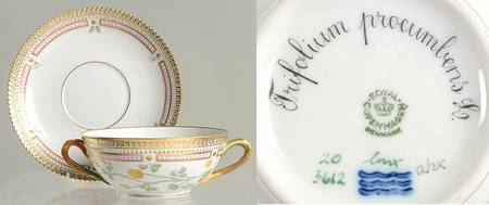 Flora Danica (1790 To 1960) Flat Cream Soup & Saucer-Trifolium procumbens L