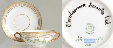 Flora Danica (1790 To 1960) Flat Cream Soup & Saucer-Gardamine Hirsuta