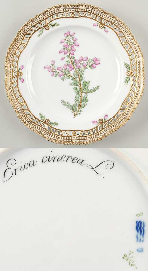 Flora Danica (1790 To 1960) 9" Pierced Luncheon Plate/Fruit Std-Erica cinerea