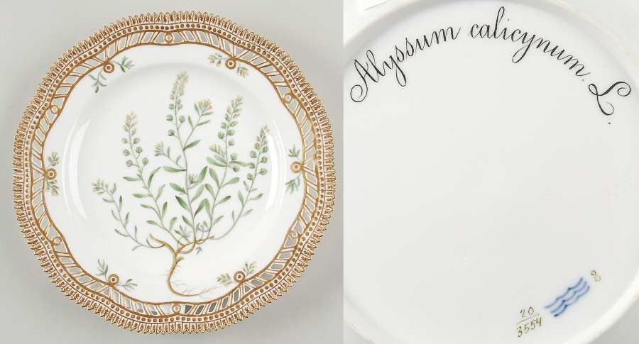 Flora Danica (1790 To 1960) 9" Pierced Luncheon Plate/Fruit Std-Alyssum calicy