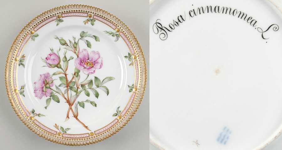 Flora Danica (1790 To 1960) Luncheon Plate-Rosa cinnamomea L