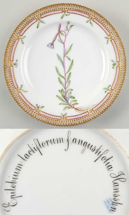 Flora Danica (1790 To 1960) Luncheon Plate-Epilobium lactiflorum f angustifoli