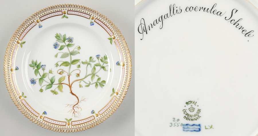 Flora Danica (1790 To 1960) Luncheon Plate-Anagallis coerulea Schreb