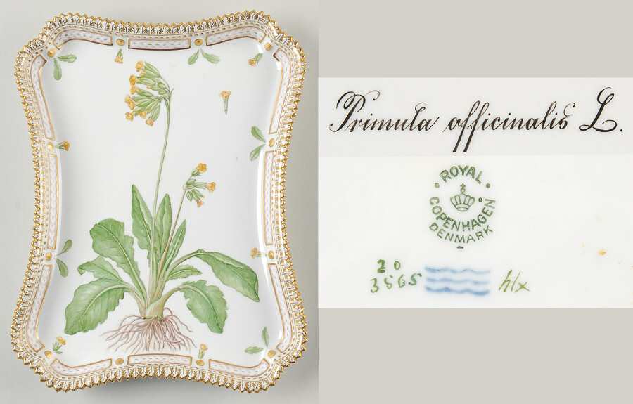 Flora Danica (1790 To 1960) 11" Rectangular Tray-Primula afficinalis L