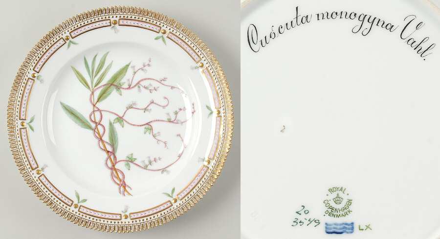 Flora Danica (1790 To 1960) Dinner Plate-Cuscuta monogyna Vahl-8 Big Leaves