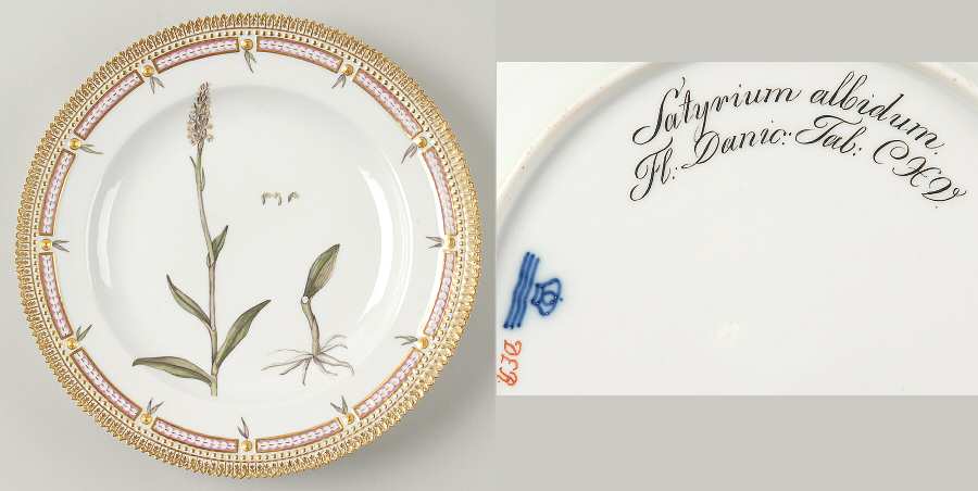 Flora Danica (1790 To 1960) Dinner Plate-JM-Satyrium albidum