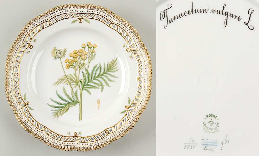 Flora Danica (1790 To 1960) 10" Pierced Dinner Plate/Fruit Std-Tanacetum vulga