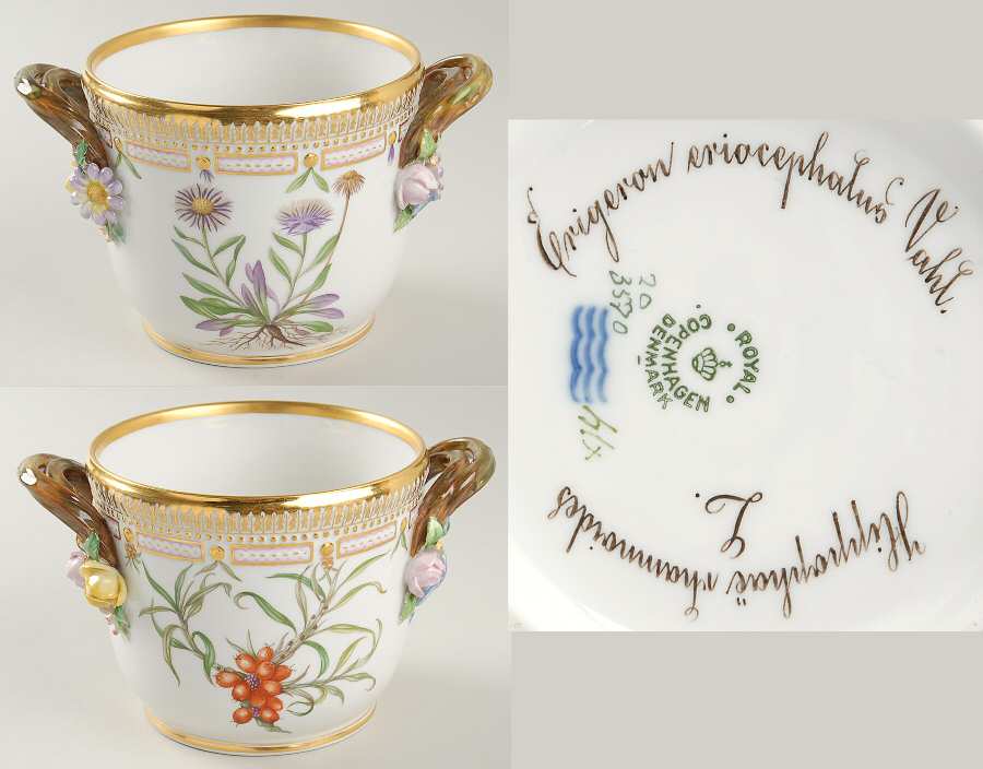 Flora Danica (1790 To 1960) Small Round Wine Cooler/Cache Pot-Eri eri,Hip rham