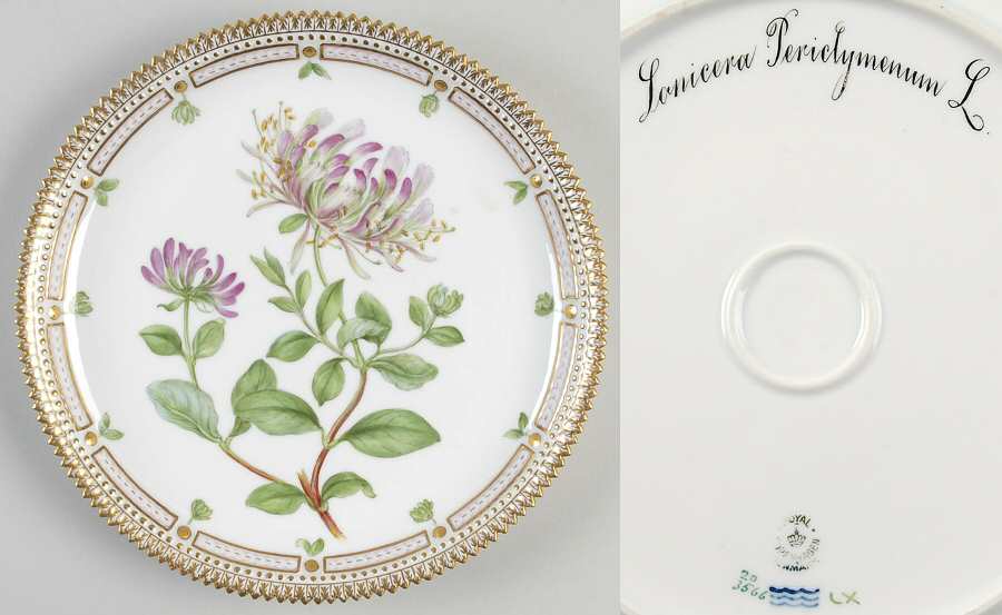 Flora Danica (1790 To 1960) 9" Round Tray-Lonicera Periclymenum L