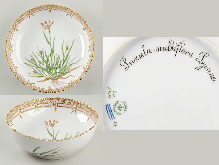 Flora Danica (1790 To 1960) 9" Salad Serving Bowl-Luzula multiflora Lejeune