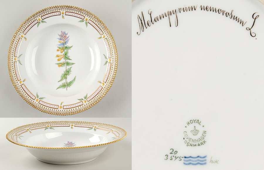 Flora Danica (1790 To 1960) Large Rim Soup Bowl-Melanpyrum nemorosum L