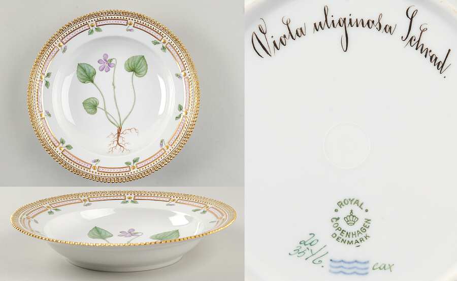 Flora Danica (1790 To 1960) Rim Soup Bowl-Viola Uliginosa Schrad