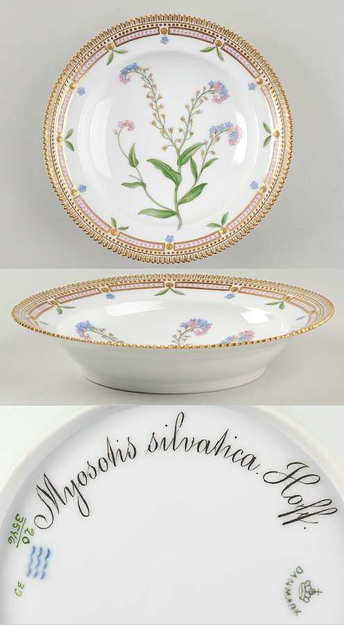 Flora Danica (1790 To 1960) Rim Soup Bowl-Myosotis silvatica Hoff