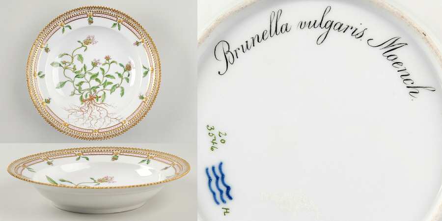 Flora Danica (1790 To 1960) Rim Soup Bowl-Brunella vulgaris Moench