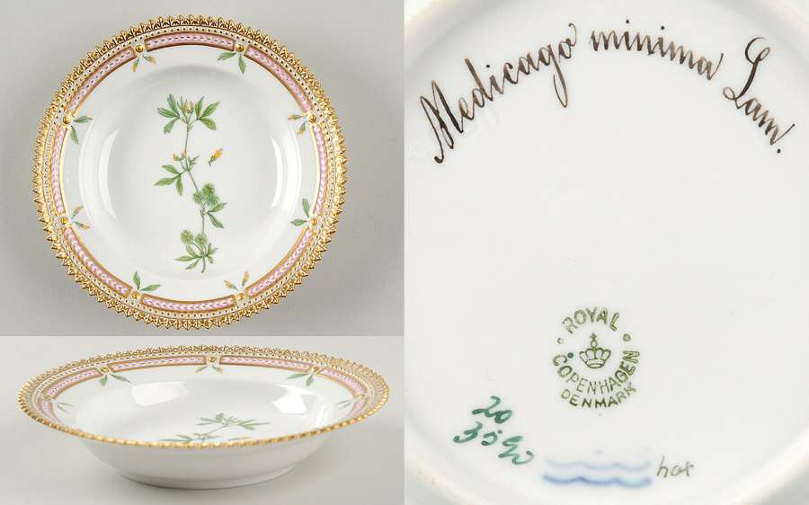 Flora Danica (1790 To 1960) Rim Fruit/Soup Bowl-Medicago minima Lam