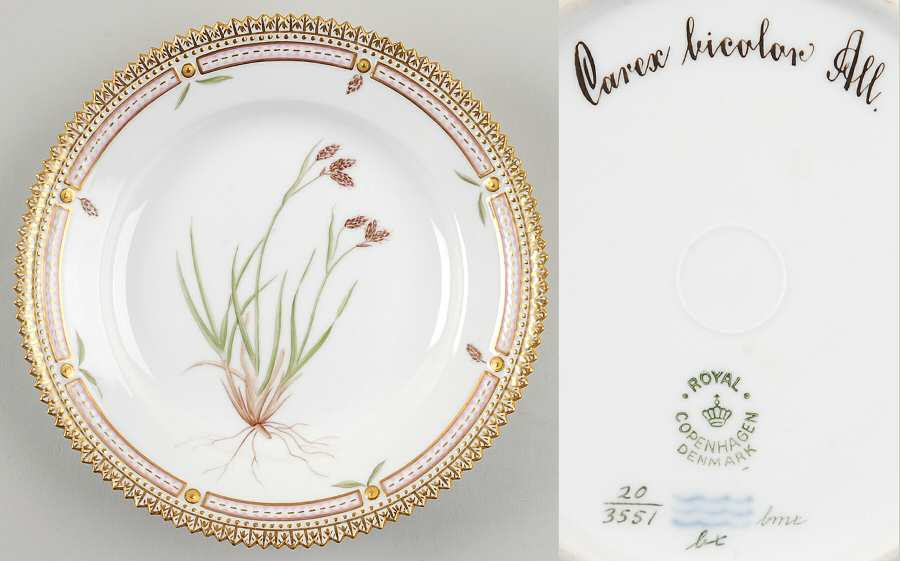 Flora Danica (1790 To 1960) Dessert/Pie Plate-Carex bicolor All