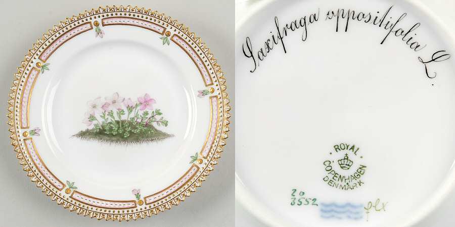 Flora Danica (1790 To 1960) Bread & Butter Plate-Saxifraga oppositifolia L