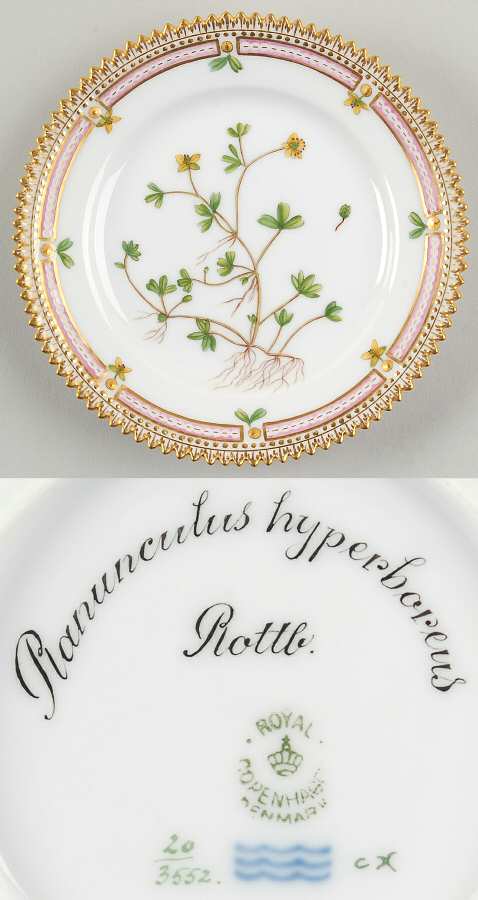 Flora Danica (1790 To 1960) Bread & Butter Plate-Ranunculus hyperboreus Rottb