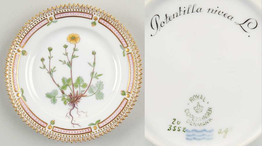Flora Danica (1790 To 1960) Bread & Butter Plate-Potentilla nivea L