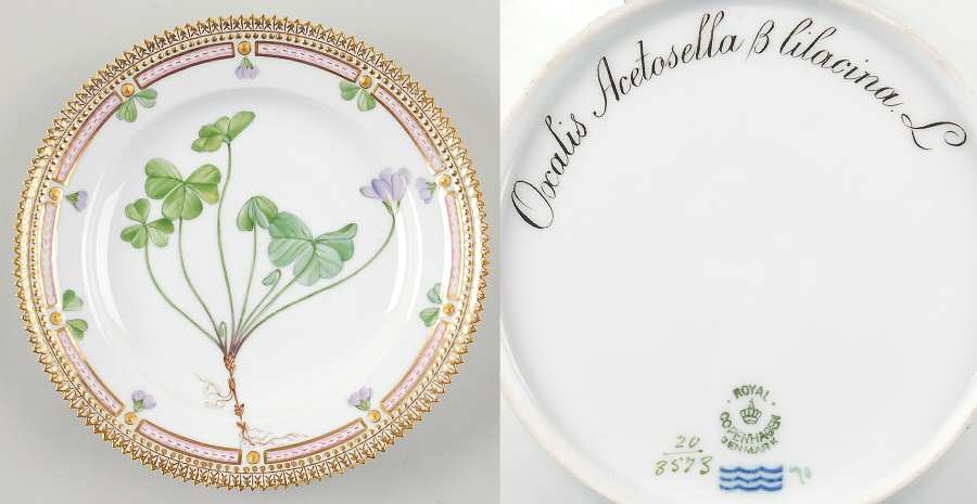 Flora Danica (1790 To 1960) Salad Plate-Oxalis Acetosella var lilacina Lge