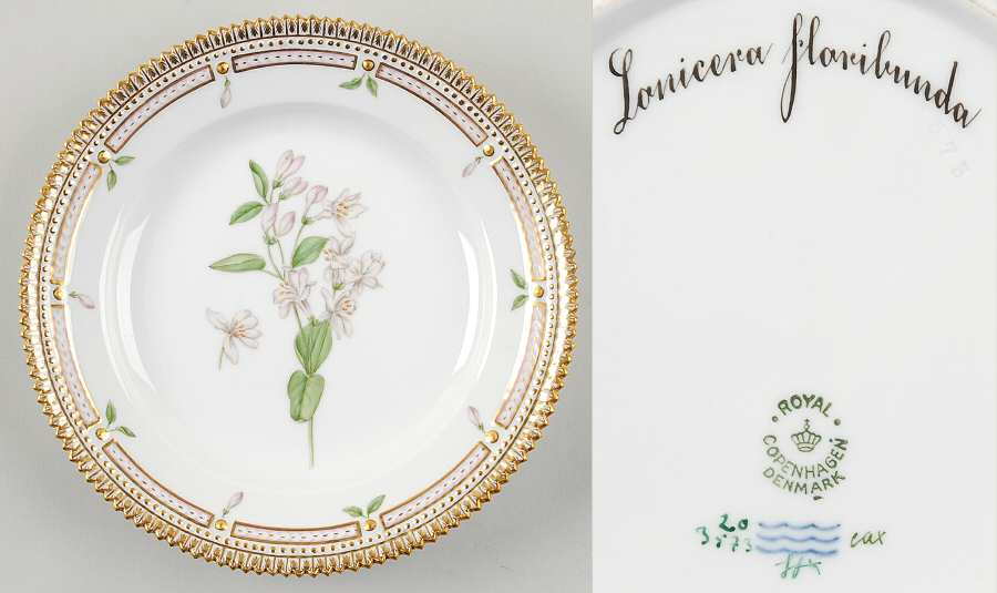 Flora Danica (1790 To 1960) Salad Plate-Lonicera floribunda