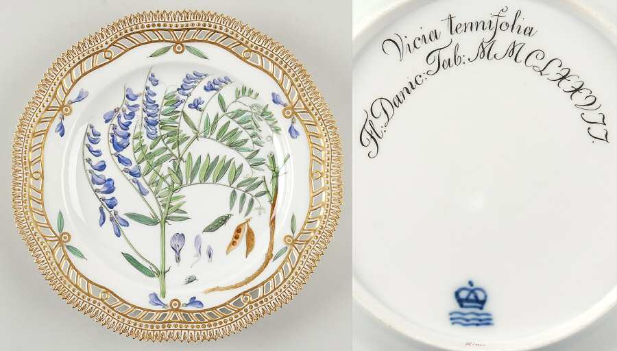 Flora Danica (1790 To 1960) 9" Pierced Luncheon Plate/Fruit St-JM-Vicia tenni